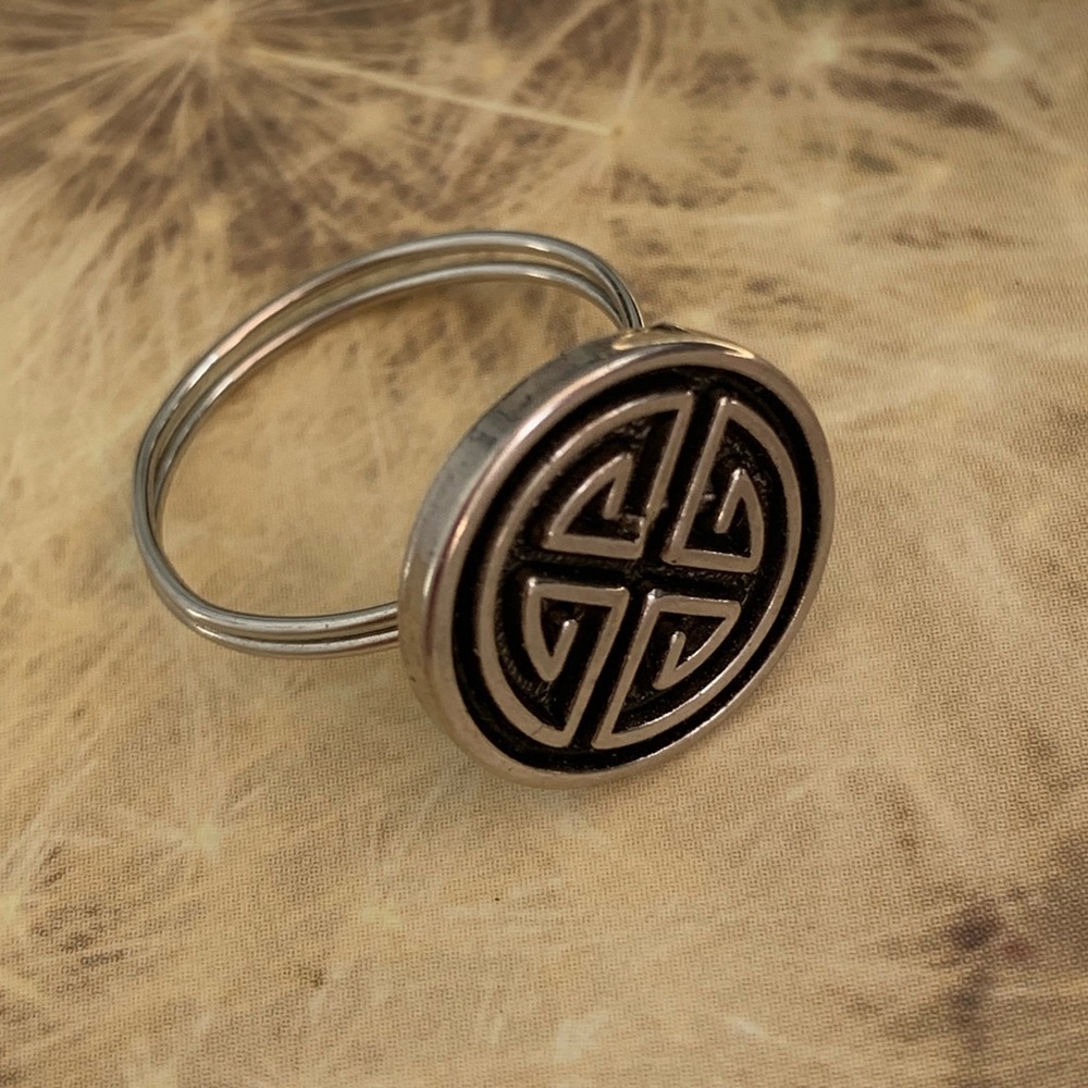 Geometric Style Button Ring Handmade